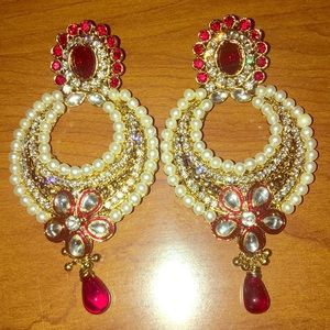 Red and Pearl earrings